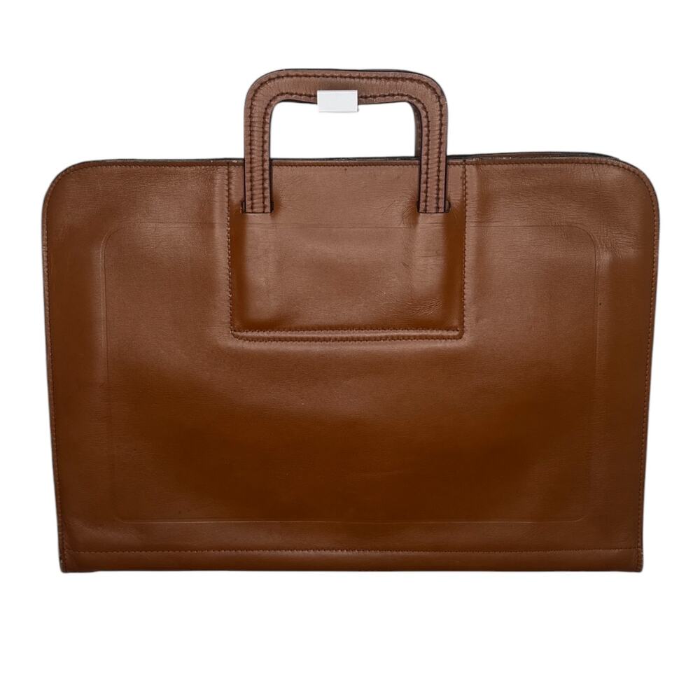 1970s Wear Best VelvaHide Leather Portfolio Briefcase Brown Zip Case